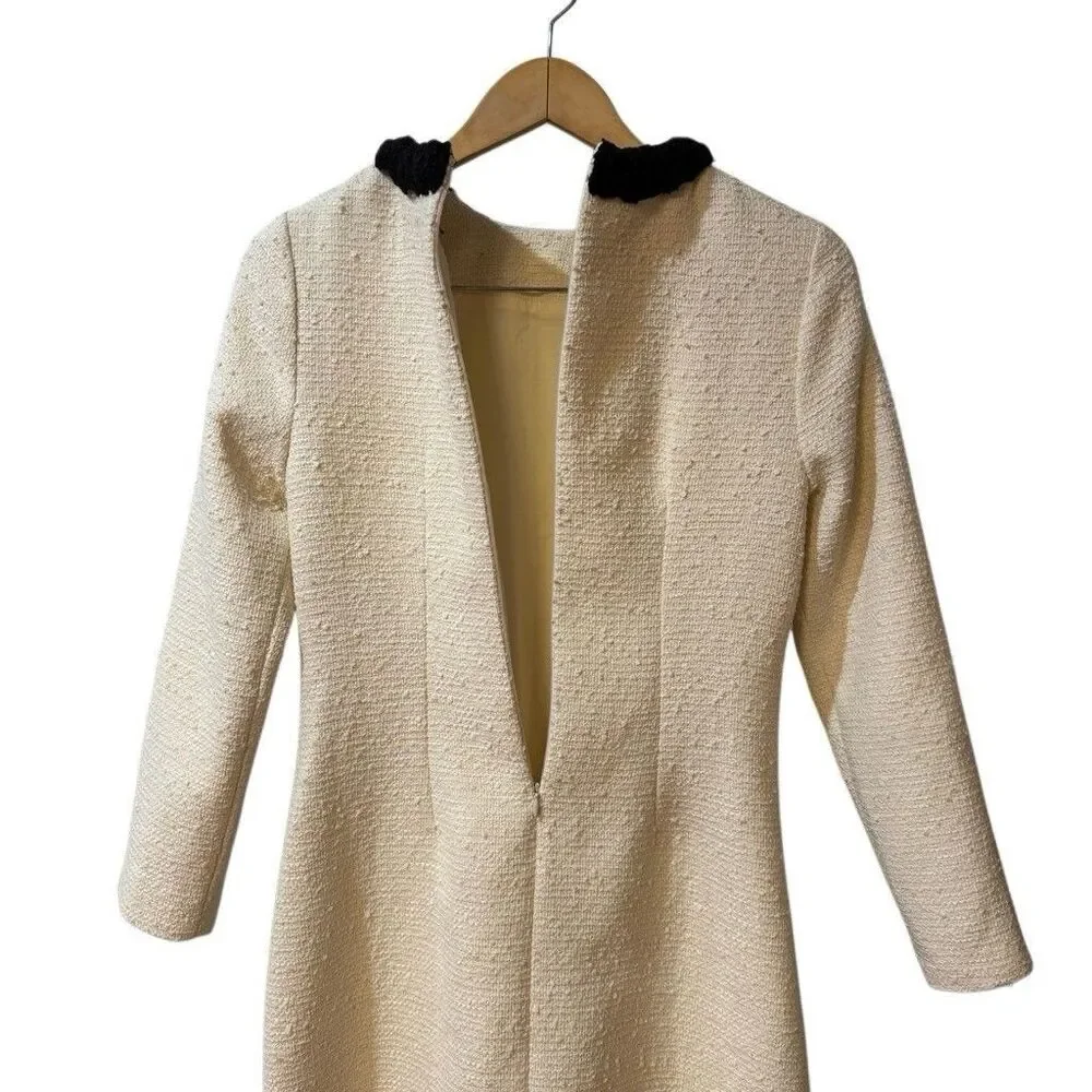 Tuckernuck Womens Cream Sheath Dress with Peter Pan Collar Size XS - Picture 5 of 11